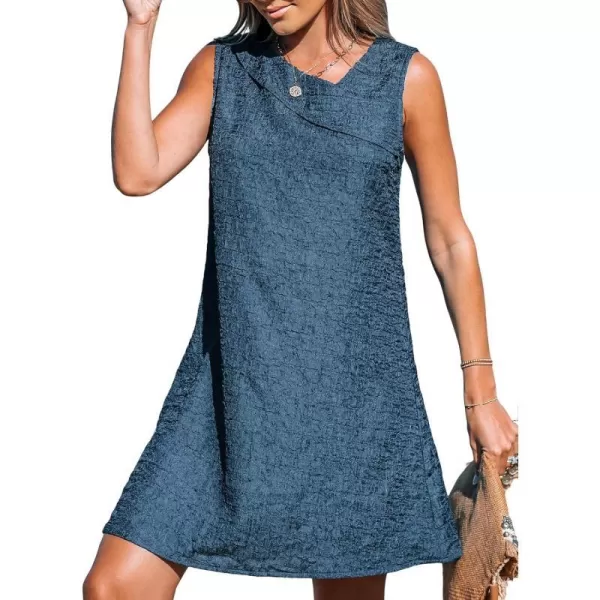 imageCUPSHE Womens Foldover V Neck Sleeveless Loose Midi Beach DressNavy Blue