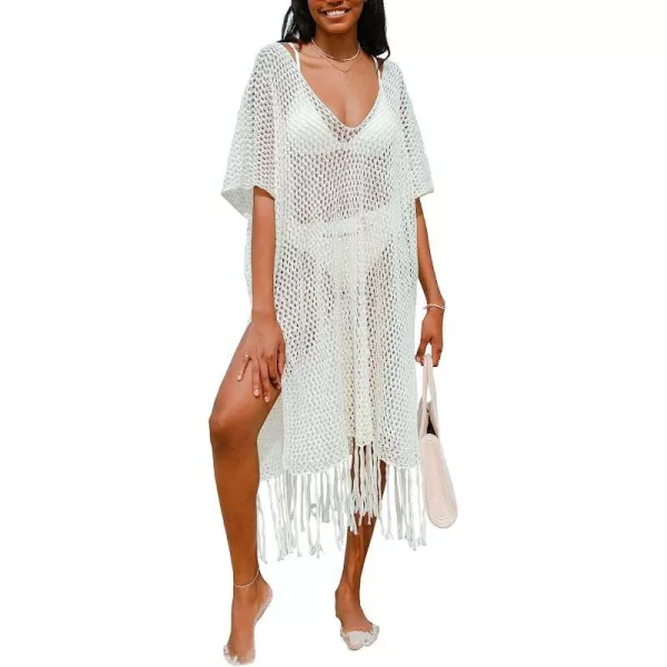 imageCUPSHE Womens Fringe Hem Split Cover Up BeigeBeige