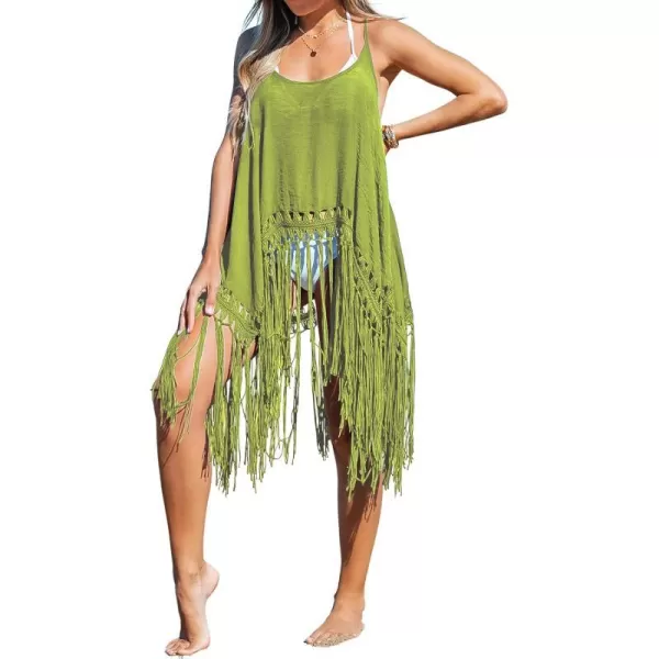 imageCUPSHE Womens Gulf Breeze Sleeveless Tassel Hem Swimsuit Cover UpYellow