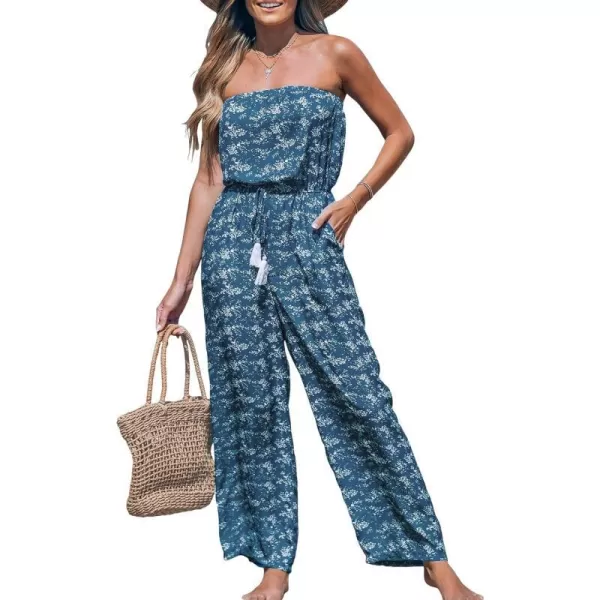 imageCUPSHE Womens Jumpsuit Tube Top Sleeveless Overall Straight Leg Outfit Dressy CasualBlue