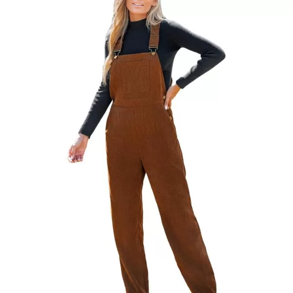 imageCUPSHE Womens Jumpsuits Corduroy ButtonUp Overalls Sleeveless Outfit Casual DressyBrown