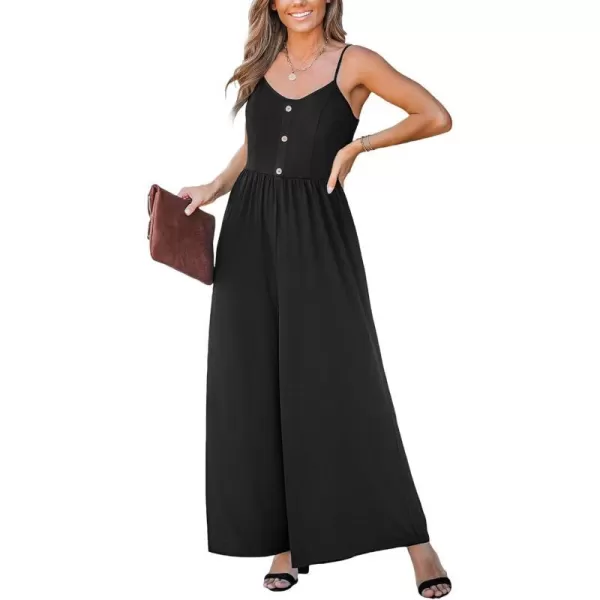 imageCUPSHE Womens Jumpsuits Midnight Muse Wide Leg Jumpsuit V Neck Sleeveless Outfit Casual DressyBlack