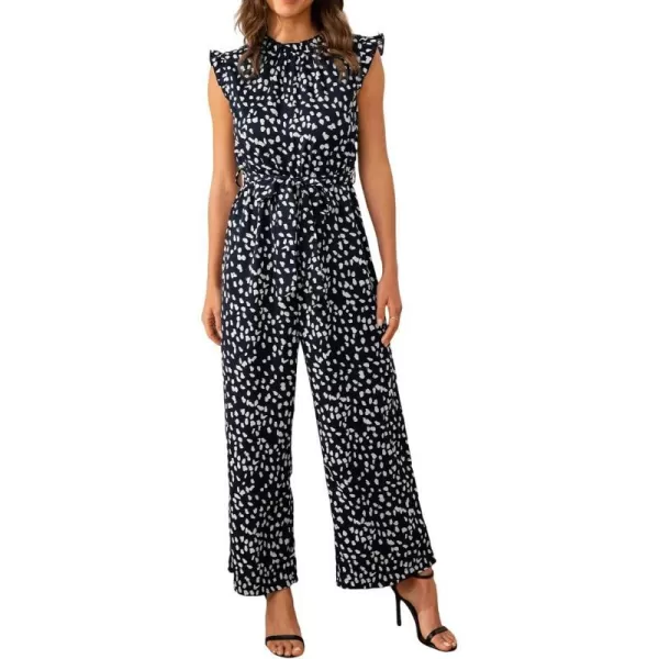 imageCUPSHE Womens Jumpsuits Polka Dot Print Mock Neck Casual Wide Leg Jumpsuit