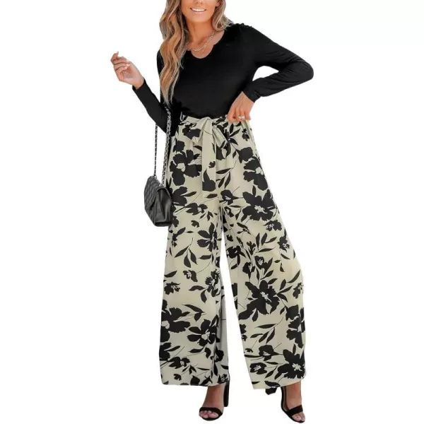 imageCUPSHE Womens Jumpsuits Split Neck Tie Front Wide Leg Jumpsuit Long Sleeve Outfit Casual DressyBlack