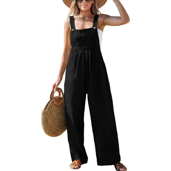 imageCUPSHE Womens Jumpsuits Straight Leg Jumpsuit Sleeveless Front Pocket Outfit Casual DressyBlack