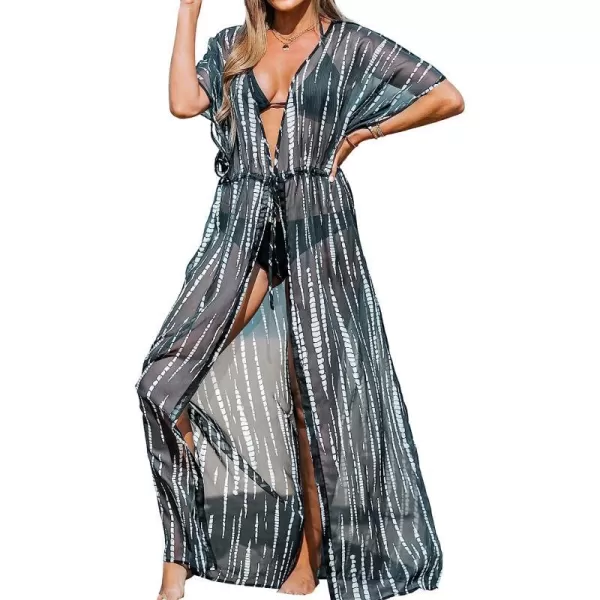 imageCUPSHE Womens Kimono Animal Print Open Front Cover Up Loose Bathing SuitBlack