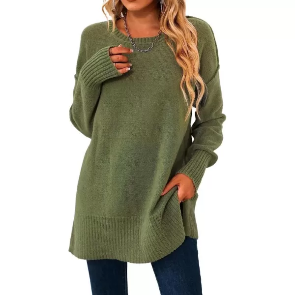 imageCUPSHE Womens Long Sleeve Oversized Pullover Sweater Solid Fall Winter Round Neck Casual KnitGreen