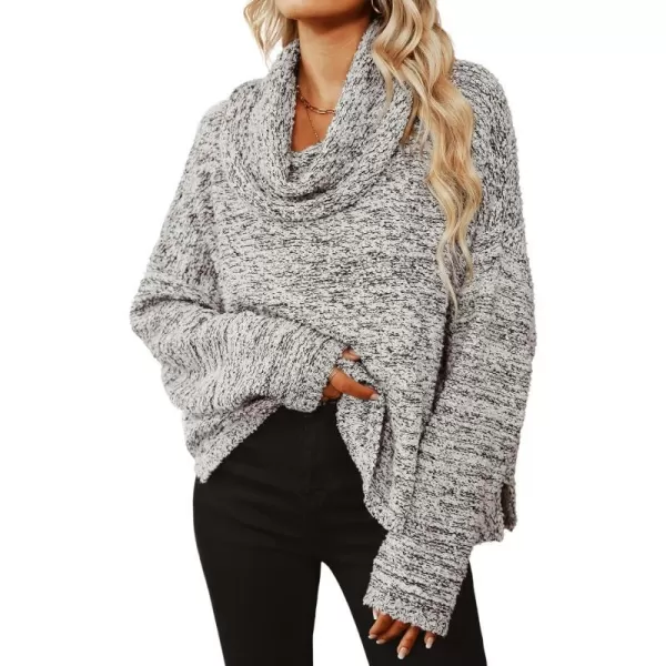 imageCUPSHE Womens Long Sleeve Pullover Sweater Solid Fall Winter Casual Knit Cowl NeckGrey