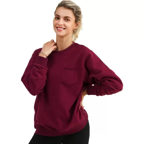 imageCUPSHE Womens Long Sleeve Sweatshirt Burgundy Oversized PulloverCUPSHE Womens Long Sleeve Sweatshirt Burgundy Oversized Pullover