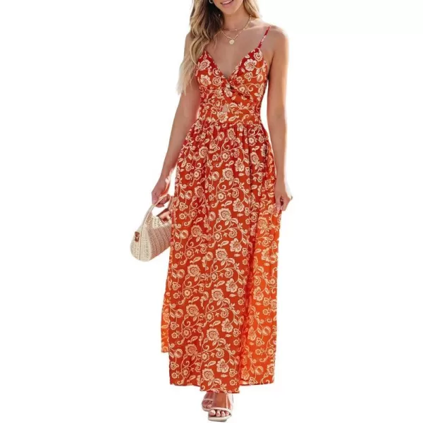 imageCUPSHE Womens Maxi Dress V Neck Twisted Sleeveless Cutout Self Tie Long Dress Summer Formal DressRed Paisley