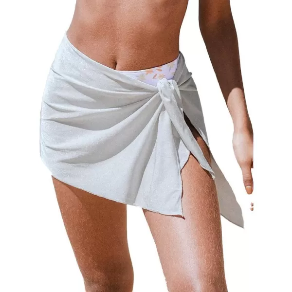 imageCUPSHE Womens Mini Length Cover Up Tie Waist Sarong Irregular Hem Beach SkirtWhite