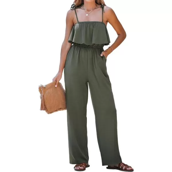 imageCUPSHE Womens Olive Green Tie Strap Jumpsuit Maxi Cami Jumpsuit SleevelessOlive Green