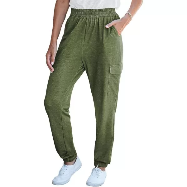 imageCUPSHE Womens Olive Smocked Pocket Joggers Pants with HighRise WaistOlive