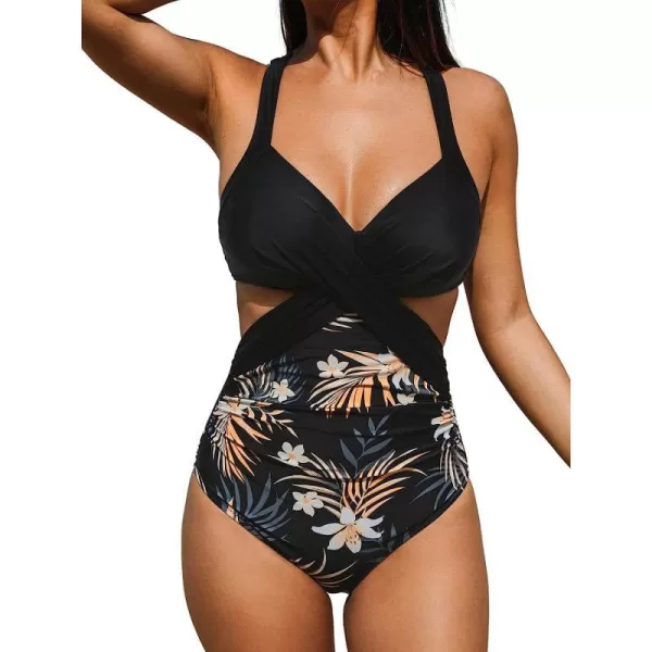 imageCUPSHE Womens One Piece Swimsuit V Neck Colorblock Bathing SuitMulticolor