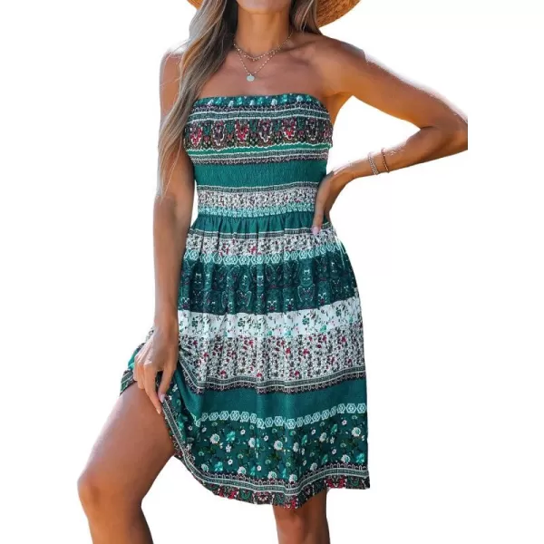 imageCUPSHE Womens Paisley Print Smocked Tube Dress Mini Aline Summer DressBlue Floral
