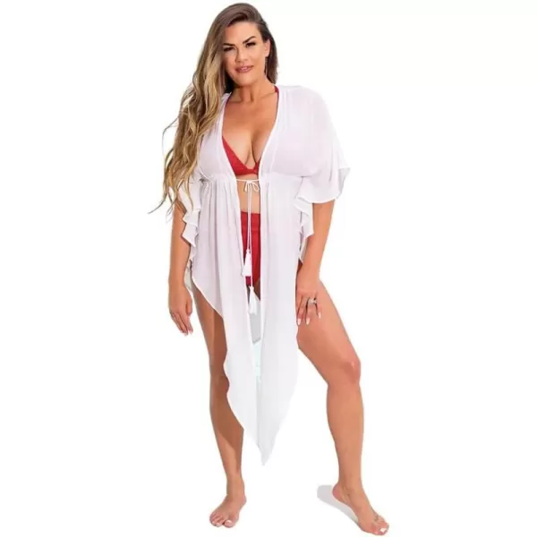 imageCUPSHE Womens Plunging Tie Front CoverUp Dress Midi White BeachwearWhite