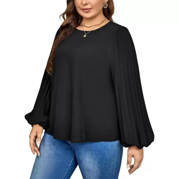 imageCUPSHE Womens Plus Size Tops Long Sleeve Blouses Casual Loose ShirtBlack