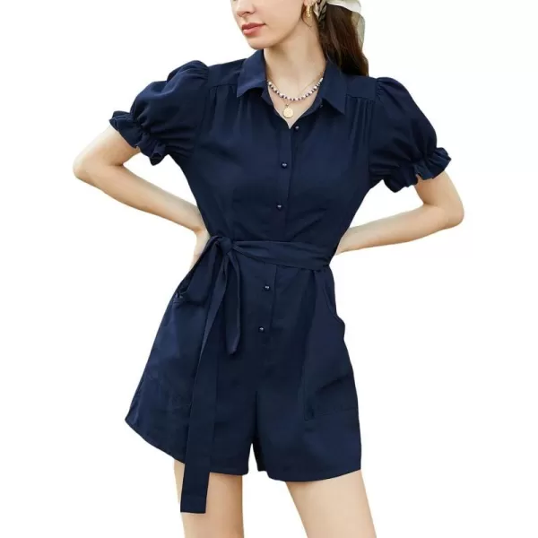 imageCUPSHE Womens Romper Collared Button Ruffled Short Sleeve Belted Wide Leg Straight Outfit with Pockets Casual Beach Mini JumpsuitCUPSHE Womens Romper Collared Button Ruffled Short Sleeve Belted Wide Leg Straight Outfit with Pockets Casual Beach Mini Jumpsuit