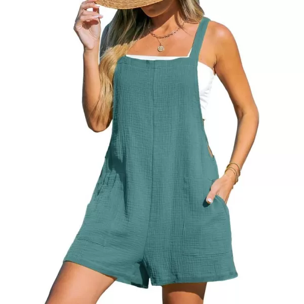 imageCUPSHE Womens Romper Square Neck Pinafore Jumpsuits Sleeveless Overall Wide Leg Outfit Casual DressyBlue