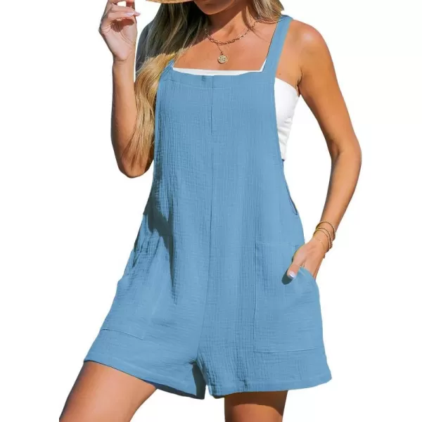 imageCUPSHE Womens Romper Square Neck Pinafore Jumpsuits Sleeveless Overall Wide Leg Outfit Casual DressyLight Blue