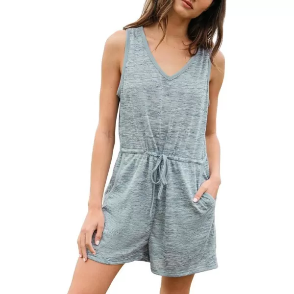 imageCUPSHE Womens Rompers Sleeveless V Neck Jumpsuits Backless Tie Overall Outfit Casual BeachGrey