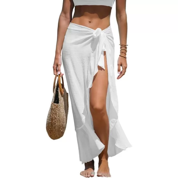 imageCUPSHE Womens Sarong Coverups Chiffon Swimsuit Wrap Skirt Beach Self Tie Cover Up Midi WrapsWhite