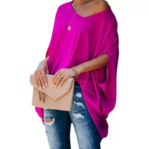 imageCUPSHE Womens T Shirt Tops Hot Pink Loose Waist Short SleevesHot Pink