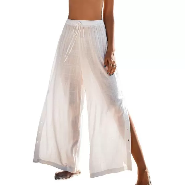 imageCUPSHE Womens White Sarong Beach Cover Up Wide Leg Elastic Waist SheerWhite