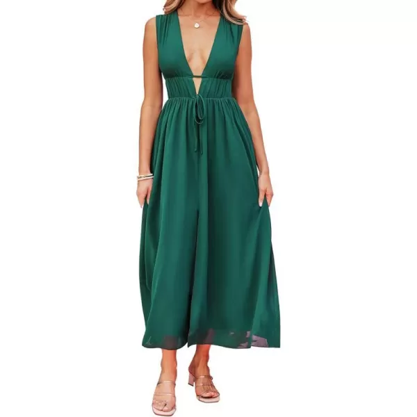 imageCUPSHE X Madison Honeymoon Satin Tie Front Dress Sleeveless Maxi Dresses Casual SummerGreen