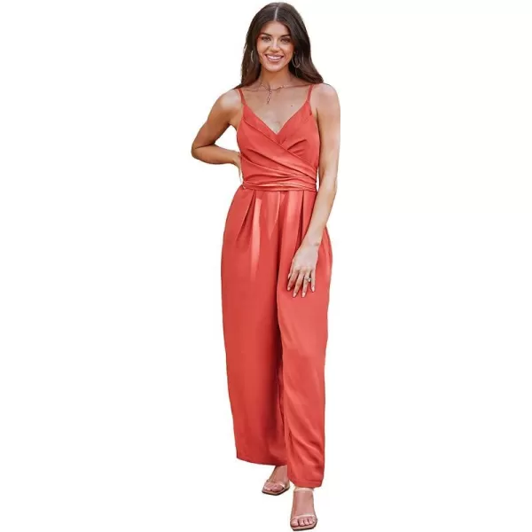 imageCUPSHE X Madison Honeymoon Wrap Bow Tie Jumpsuit Surplice Neckline Sleeveless JumpsuitsOrange