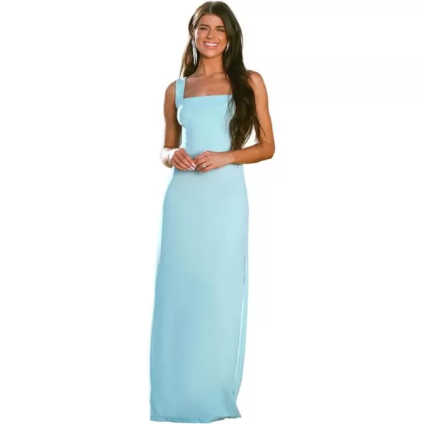imageCUPSHE X Madison Womens Square Neck Long Dress Formal Dress Sleeveless Strap Side Slit Fitted Long Maxi DressOcean Blue