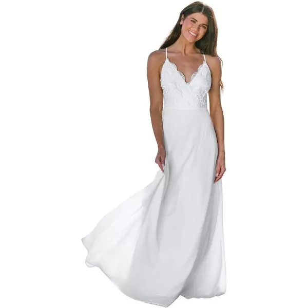 imageCUPSHE X Madison Womens V Neck Lace Cami Long Dress Sleeveless Formal Dress Bodice Long Maxi DressWhite