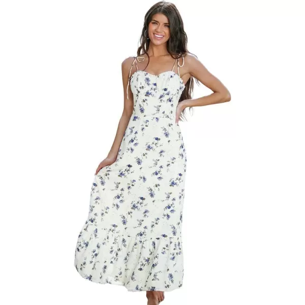 imageCUPSHE X Madison Womens Wedding Bouquet Sweetheart Ruffled Maxi Dress Sleeveless A Line Dress Summer Dress Flounce DressWhite