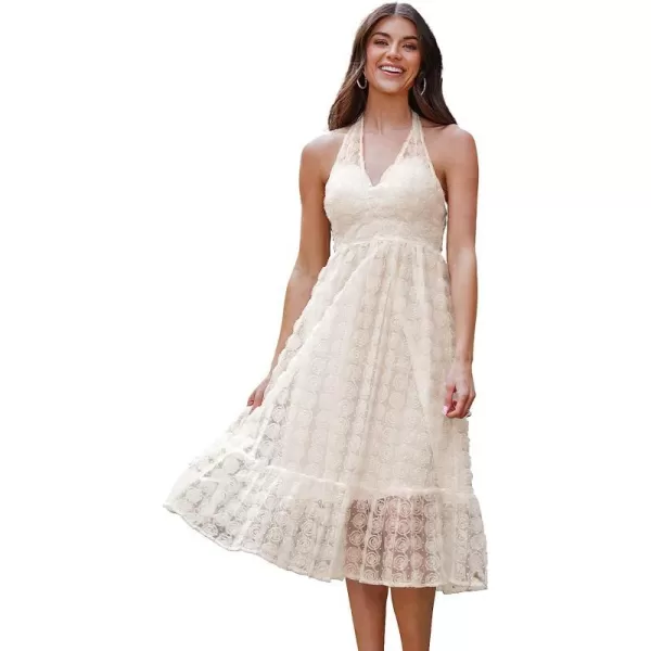 imageCUPSHE X Madison Yours Forever Rose Halter Dress Sleeveless Maxi Dresses Casual SummerCream