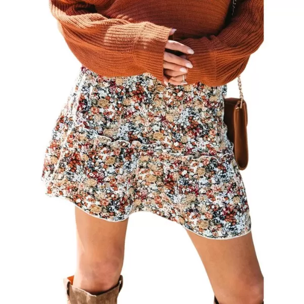 imageCUPSHE X Savannah Skirt Ditsy Floral Drawstring ALine Skirts for Women Ruffles Short SkirtRed