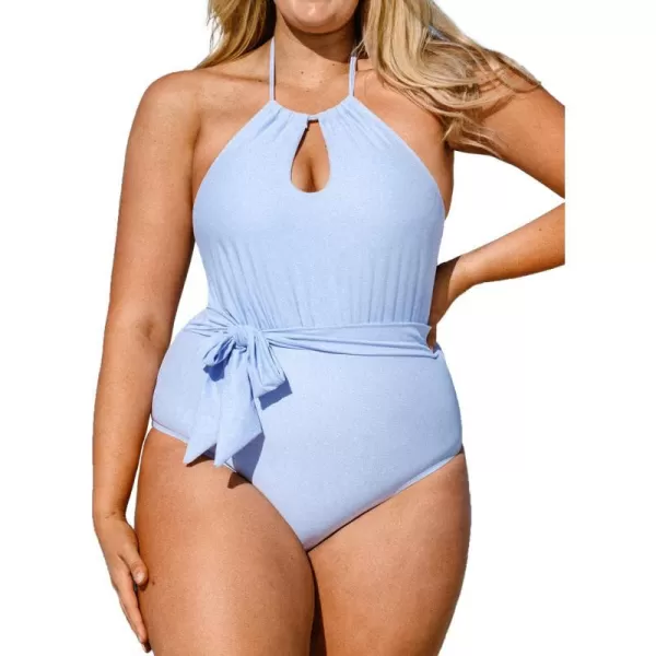 imageWomen Plus Size One Piece Swimsuit Tummy Control High Neck Halter Back Tie Belted Bathing SuitWomen Plus Size One Piece Swimsuit Tummy Control High Neck Halter Back Tie Belted Bathing Suit