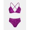 imageCUPSHE Bikini Set for Women Bathing Suit High Waisted Scalloped V Neck Two Pieces SwimsuitDark Plum Purple