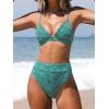 imageCUPSHE Bikini Set for Women Bathing Suit High Waisted Scalloped V Neck Two Pieces SwimsuitForest Green