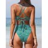 imageCUPSHE Bikini Set for Women Bathing Suit High Waisted Scalloped V Neck Two Pieces SwimsuitForest Green