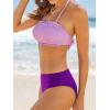 imageCUPSHE Bikini Set for Women Two Piece Swimsuit Bandeau Top Back Tie Mid Waisted Bottom with Removable Shoulder StrapsLavenderDark Purple