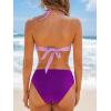 imageCUPSHE Bikini Set for Women Two Piece Swimsuit Bandeau Top Back Tie Mid Waisted Bottom with Removable Shoulder StrapsLavenderDark Purple