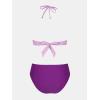 imageCUPSHE Bikini Set for Women Two Piece Swimsuit Bandeau Top Back Tie Mid Waisted Bottom with Removable Shoulder StrapsLavenderDark Purple