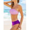 imageCUPSHE Bikini Set for Women Two Piece Swimsuit Bandeau Top Back Tie Mid Waisted Bottom with Removable Shoulder StrapsLavenderDark Purple