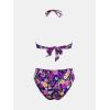 imageCUPSHE Bikini Set for Women Two Piece Swimsuit Bandeau Top Back Tie Mid Waisted Bottom with Removable Shoulder StrapsPurpleFloral