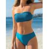 imageCUPSHE Bikini Set for Women Two Piece Swimsuit Bandeau Top Back Tie Mid Waisted Bottom with Removable Shoulder StrapsSapphire Blue