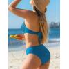 imageCUPSHE Bikini Set for Women Two Piece Swimsuit Bandeau Top Back Tie Mid Waisted Bottom with Removable Shoulder StrapsSapphire Blue