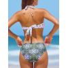imageCUPSHE Bikini Set for Women Two Piece Swimsuit Bandeau Top Back Tie Mid Waisted Bottom with Removable Shoulder StrapsWhiteDark Olive Green