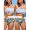 imageCUPSHE Bikini Set for Women Two Piece Swimsuit Bandeau Top Back Tie Mid Waisted Bottom with Removable Shoulder StrapsWhiteDark Olive Green