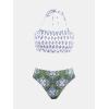 imageCUPSHE Bikini Set for Women Two Piece Swimsuit Bandeau Top Back Tie Mid Waisted Bottom with Removable Shoulder StrapsWhiteDark Olive Green