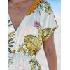 imageCUPSHE Women Beach Cover Up V Neck Short Sleeve Striped Midi Swimsuit Coverup Dress XSXXLBeige Floral